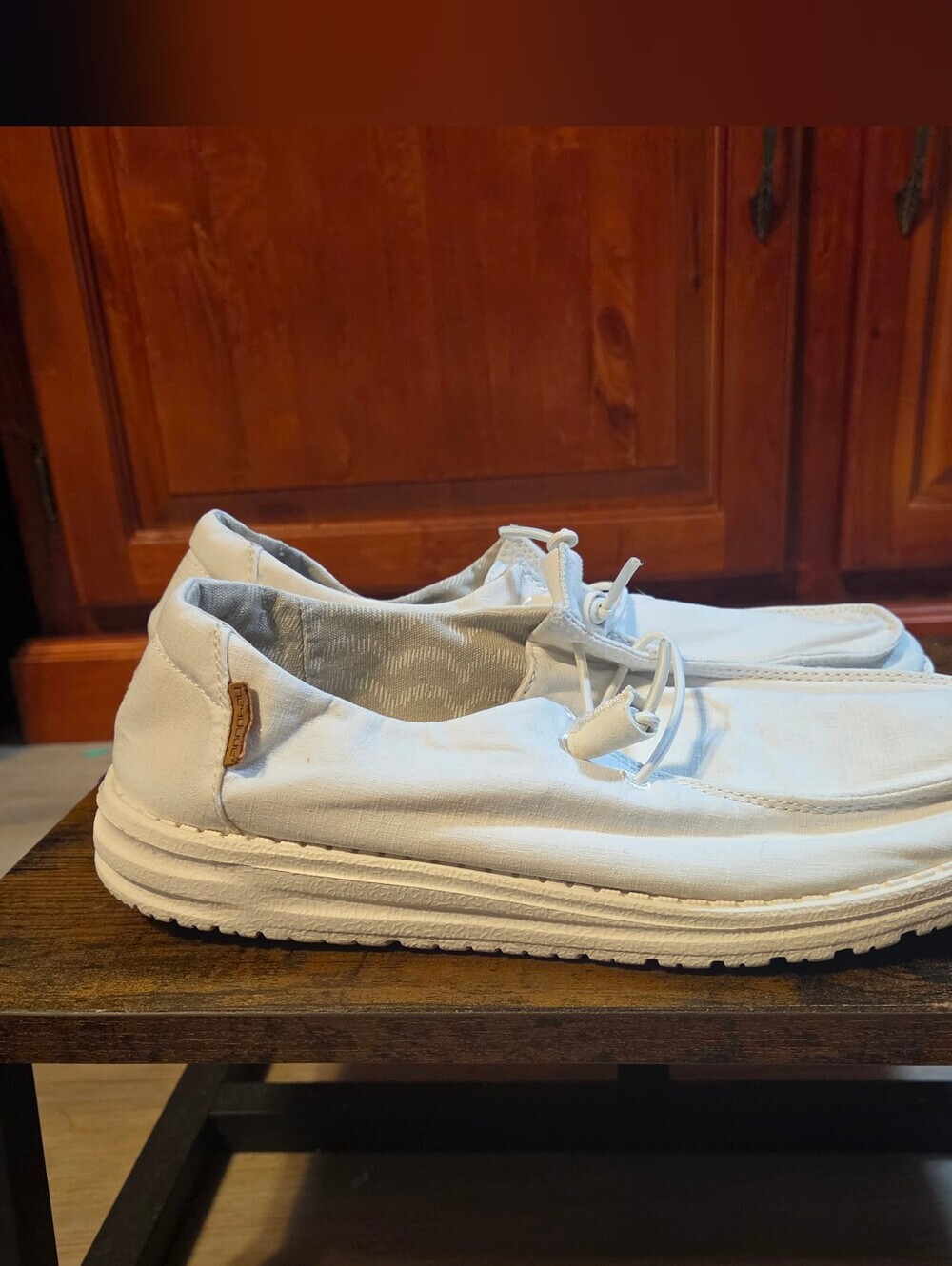 HEYDUDE Wendy Chambray White Slip On Shoes - Picture 2 of 5